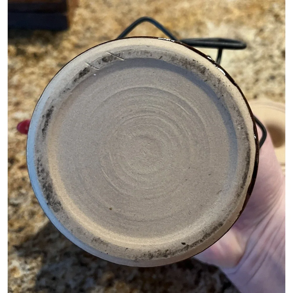 VTG Stoneware Brown Glazed Butter/Cheese Crock with Rubber Gasket & Bail Latch